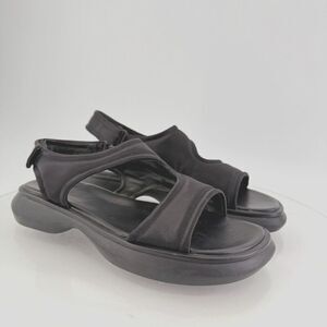 Vince Fresca Sandals Womens 10 Shoes black Strappy Hook & Loop Casual Flats